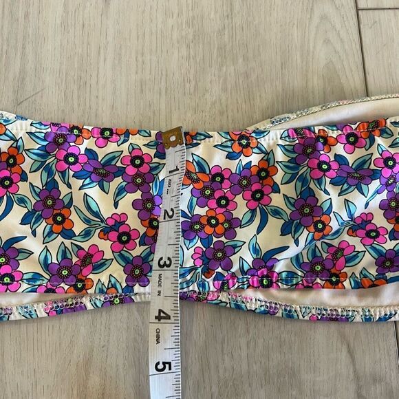 Frankie's Bikinis Floral Cinched Strapless Bandeau Bikini Top size L - Picture 4 of 8